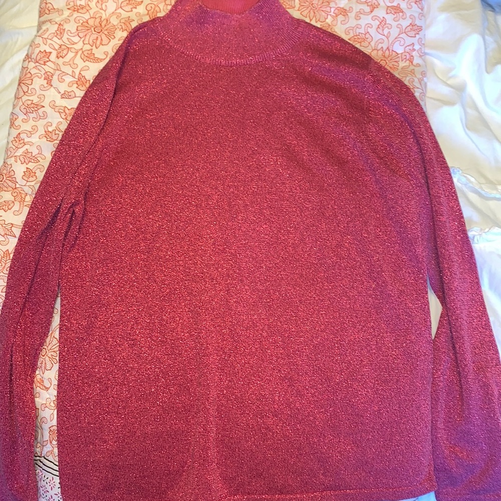 NWOT Nordstrom pink sparkle mock neck